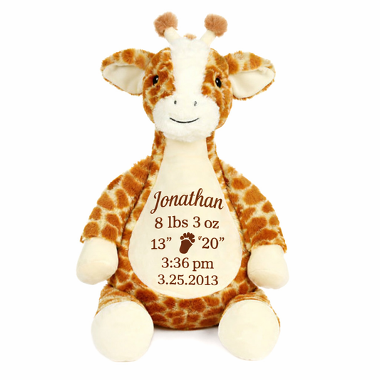 Personalized Giraffe Birth Announcement Keepsake