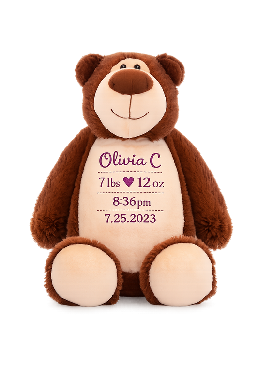 Personalized Teddy Bear Birth Announcement Keepsake
